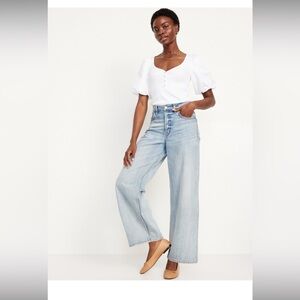 Old Navy Women's White Puff Sleeve Top